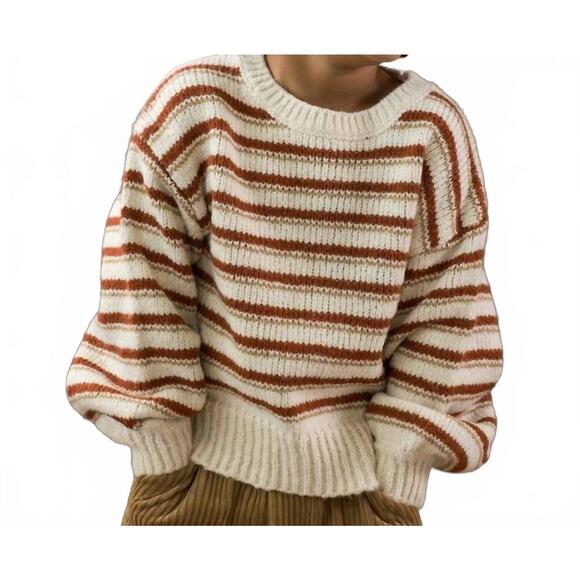 NEW RYLEE + CRU aspen sweater in ruby stripe